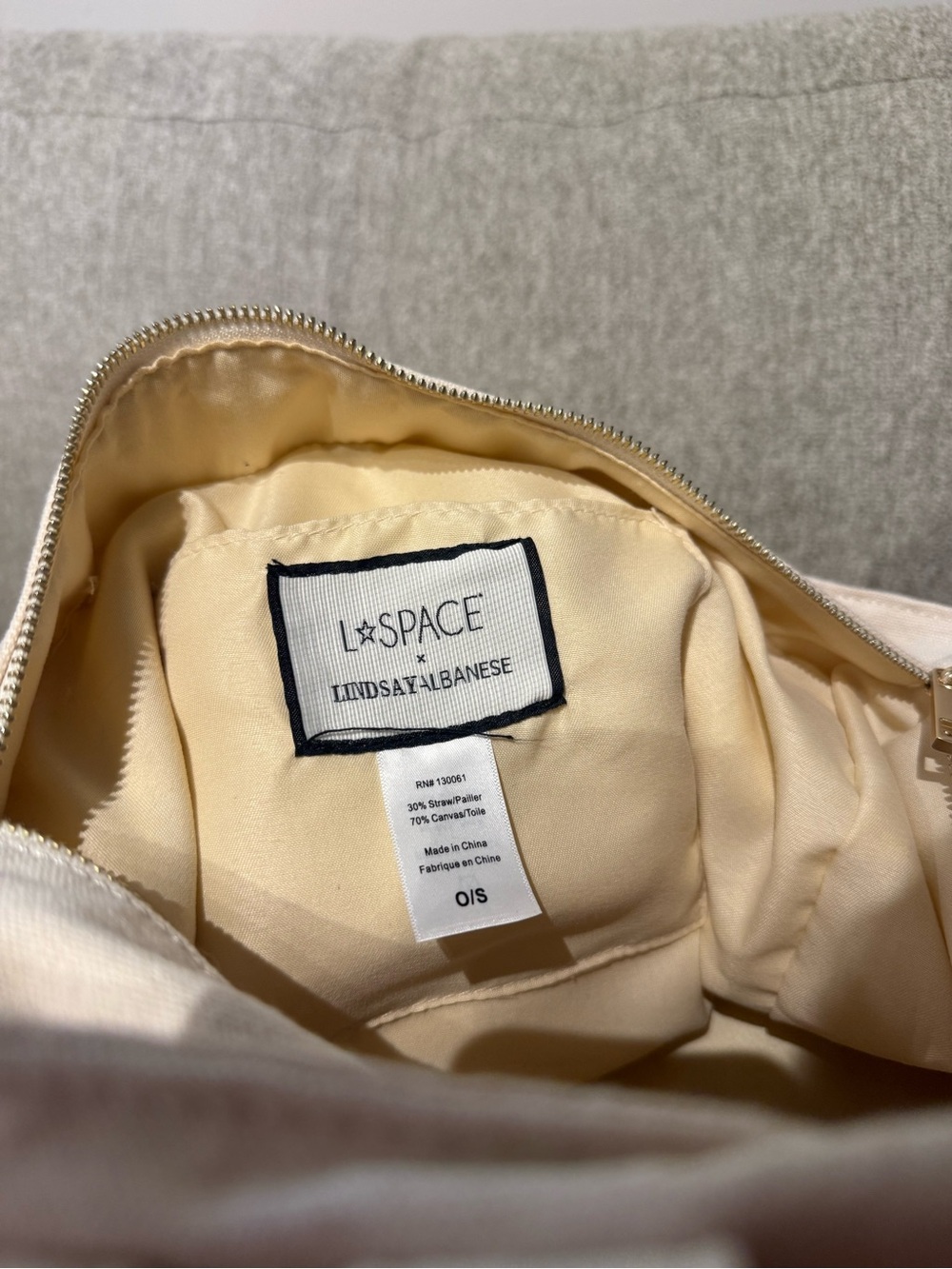 LSPACE x Lindsay Albanese Road Tripping Backpack / Beach Bag in Cream & Tan - Picture 7 of 8